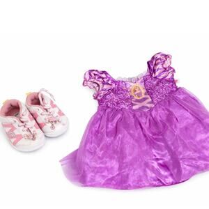 Build-A-Bear Disney Rapunzel Dress w/ Pink Skechers Style BAB Shoes Bundle